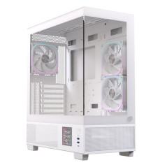 Caja ordenador gaming einarex s501d atx rgb cristal templado blanca