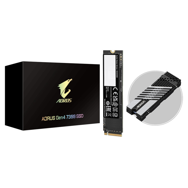 Disco duro interno ssd gigabyte aorus gen4 7300 ssd 2tb pcie 4.0x4