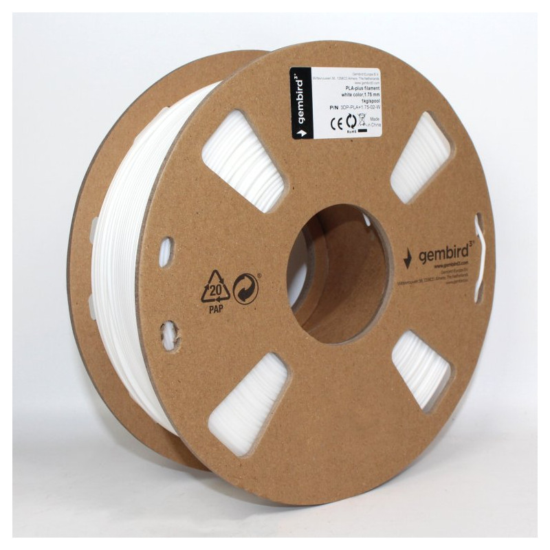 Gembird 3DP-PLA1.75-01-W material de impresión 3d Ácido poliláctico (PLA) Blanco 1,4 kg