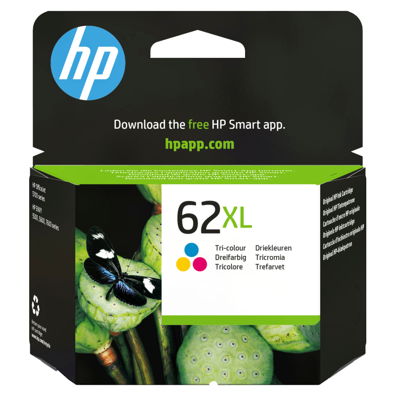 HP Cartucho de tinta original 62XL de alta capacidad tricolor