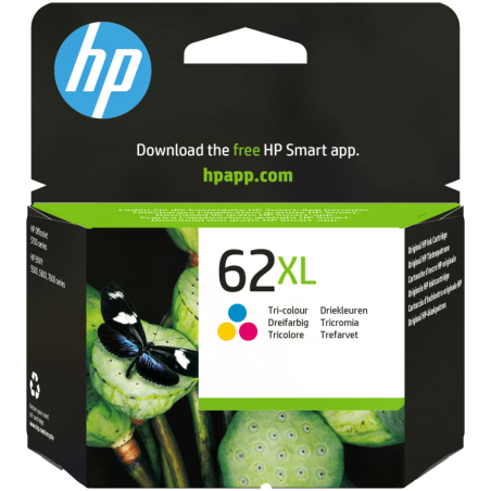 HP Cartucho de tinta original 62XL de alta capacidad tricolor