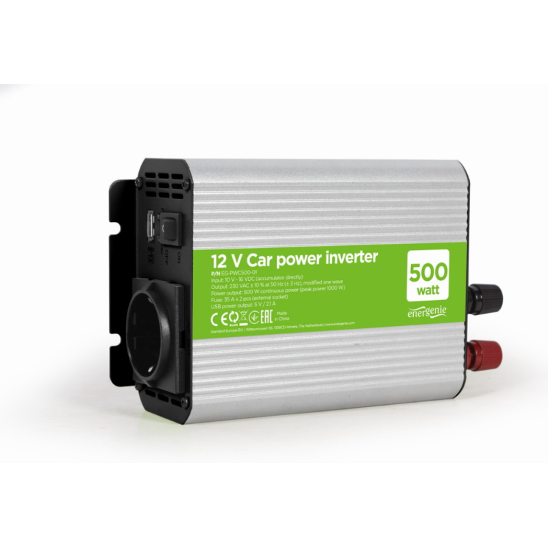 Gembird EG-PWC500-01 adaptador e inversor de corriente Auto 500 W Gris