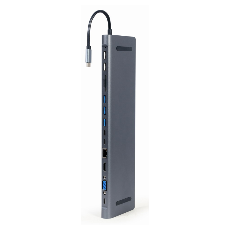 Gembird A-CM-COMBO9-01 base para portátil y replicador de puertos USB 3.2 Gen 1 (3.1 Gen 1) Type-C Gris