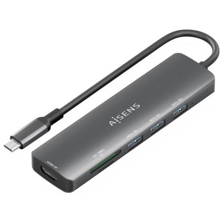 AISENS ASUC-6P024-GR base para portátil y replicador de puertos Alámbr