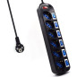 Regleta ewent 6 tomas shucko interruptor individual negro