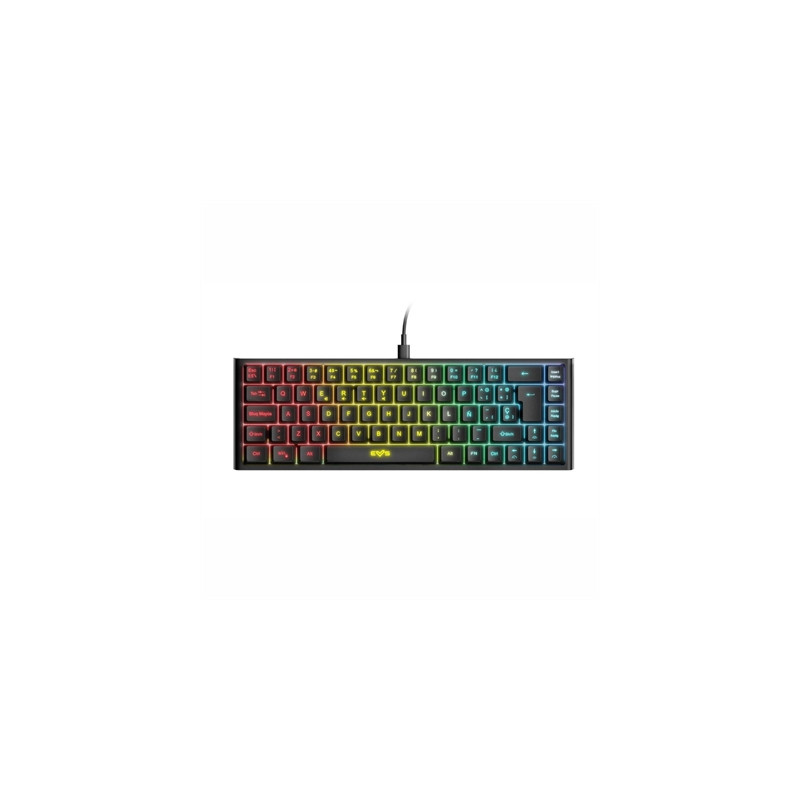 Teclado energy sistem esg k4 kompact - rgb negro - led rainbow - 69 teclas antighosting - xbox - ps5 - pc - mac