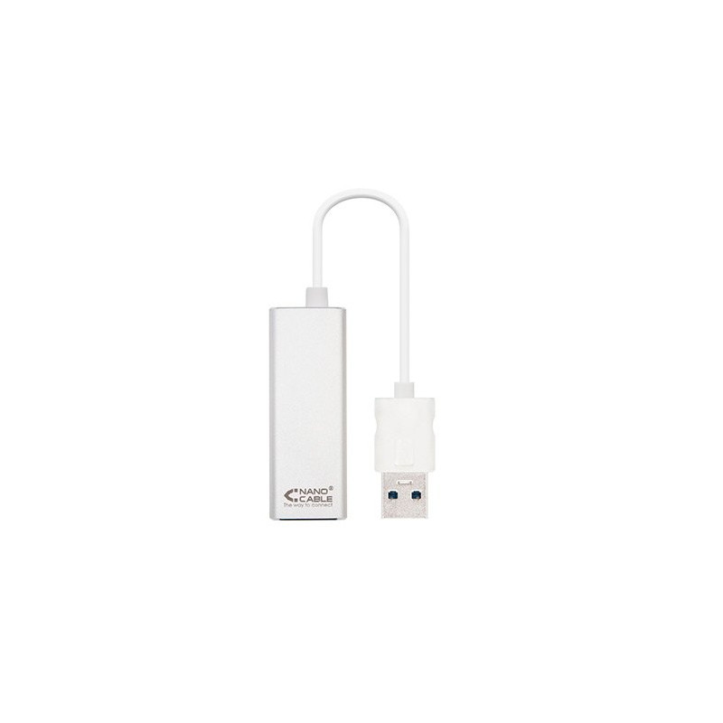 Cable conversor usb 3.0 a gigabit ethernet nanocable 10 - 100 - 1000mbps 15cm - macho - hembra - aluminio