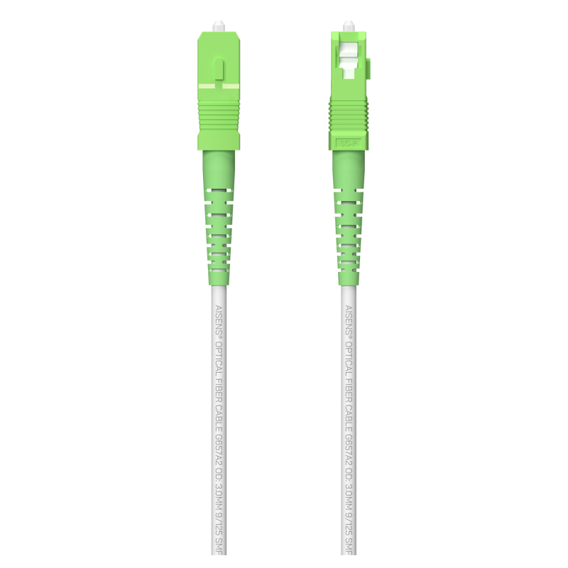 AISENS Cable Fibra Óptica Latiguillo G657A2 3.0 9/125 SMF Simplex CPR DCA LSZH, SC/APC-SC/APC, Blanco, 80 m