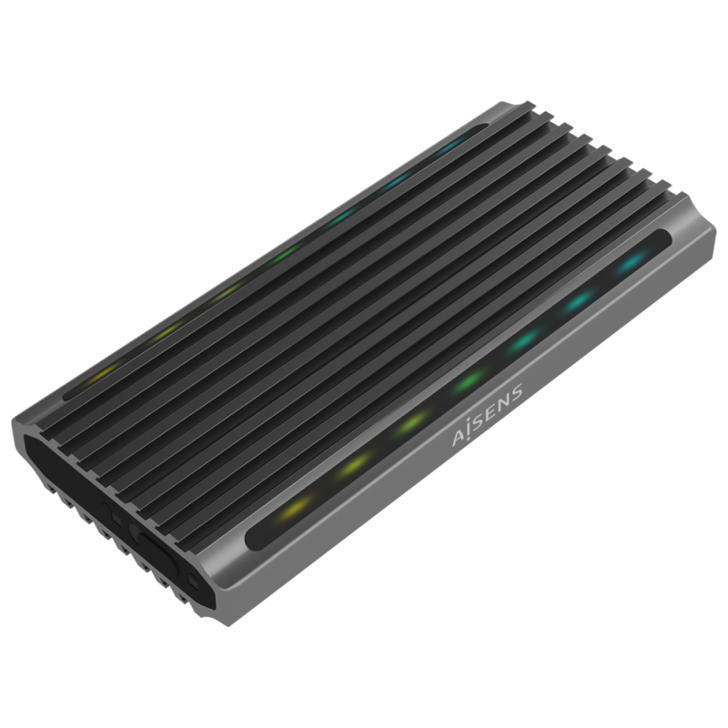 AISENS Caja Externa M.2 RGB Gaming ASM2-RGB011GR SATA/NVMe A USB3.1 Gen2, Gris