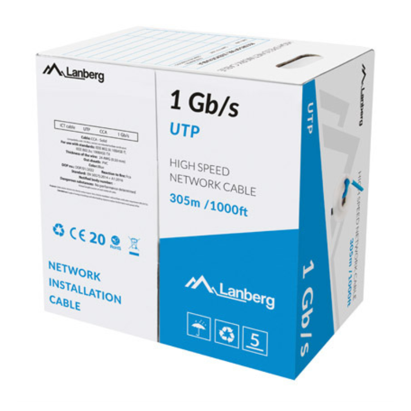 Lanberg LCU6-10CC-0305-B cable de red Azul 305 m U/UTP (UTP)