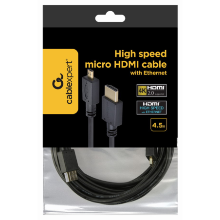 Gembird 4.5m HDMI-M/micro HDMI-M cable HDMI 4,5 m HDMI tipo A (Estándar) HDMI tipo D (Micro) Negro