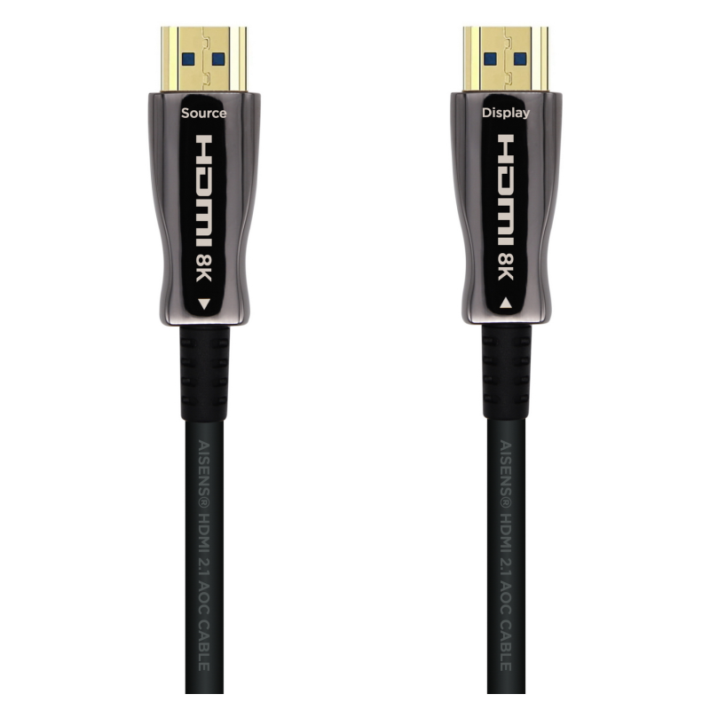AISENS Cable HDMI V2.1 AOC Ultra Alta Velocidad / HEC 8k@60Hz 4k@120Hz 4:4:4 48Gbps, A/M-A/M, Negro, 30m