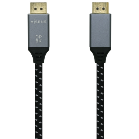 AISENS Cable Displayport V1.4 8k@60hz, DP/M-DP/M, Gris/Negro, 1.5m