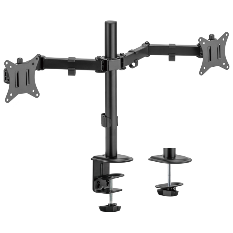 AISENS Soporte de Mesa ECO Giratorio e Inclinable para Monitor/TV 9Kg (3 Pivotes, 2 Brazos) de 17-32, Negro