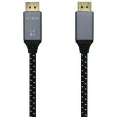 AISENS Cable Displayport V1.4 8k@60hz, DP/M-DP/M, Gris/Negro, 1.5m
