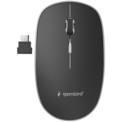 Gembird MUSW-4BSC-01 ratón Ambidextro RF Wireless + USB Type-C Óptico 