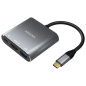 AISENS Conversor USB-C a HDMI/USB-C/Tipo A USB 3.0, 3 en 1, Gris, 15cm