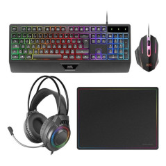 Kit teclado + raton mars gaming mcp124profr rgb negro + auriculares y 