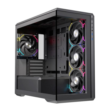 Caja ordenador gaming einarex zm800 matx rgb cristal templado negra