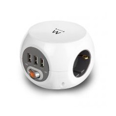 Regleta cubica ewent ew3939 3 tomas shucko - 3 puertos usb - 1.5m