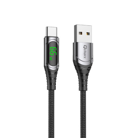 Cable qcharx menorca usb a tipo c 3a 66w - 1 m - aleación aluminio neg