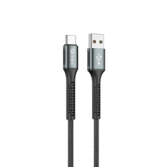 Cable qcharx prague usb a tipo c 3a - 1 m - aleación de aluminio negro