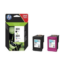 Multipack hp n9j72ae nº301 negro y tricolor