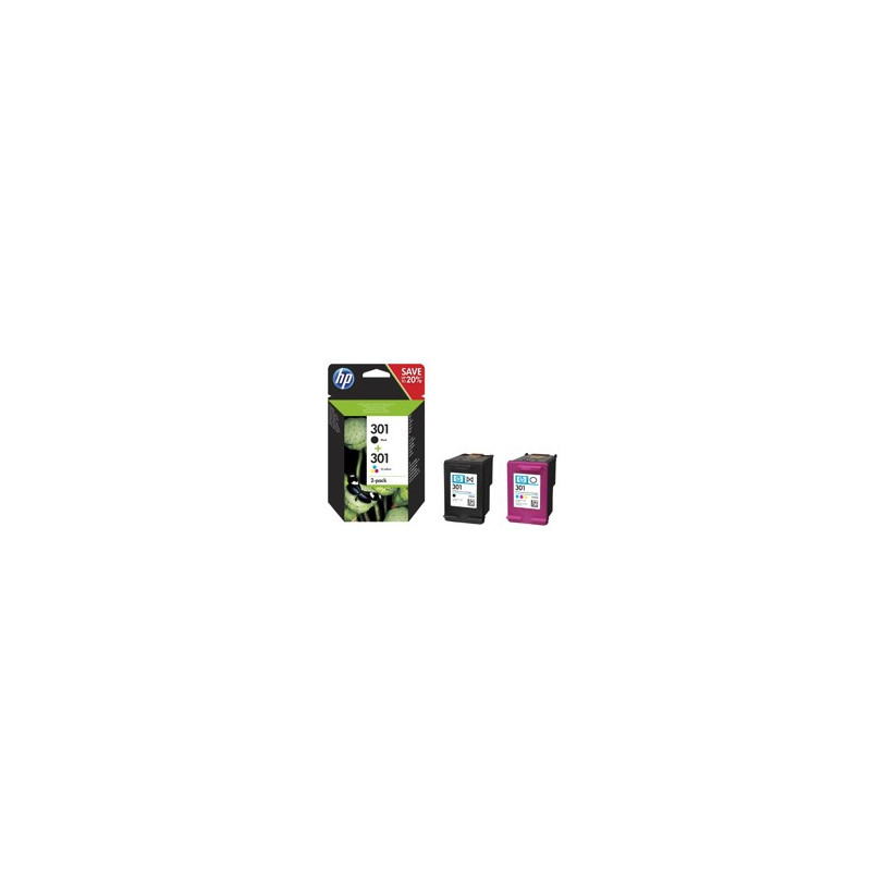 Multipack hp n9j72ae nº301 negro y tricolor
