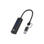 Adaptador conceptronic usb a gigabit ethernet rj45 - con hub usb 3.0 - 3 puertos - adaptador usb - c