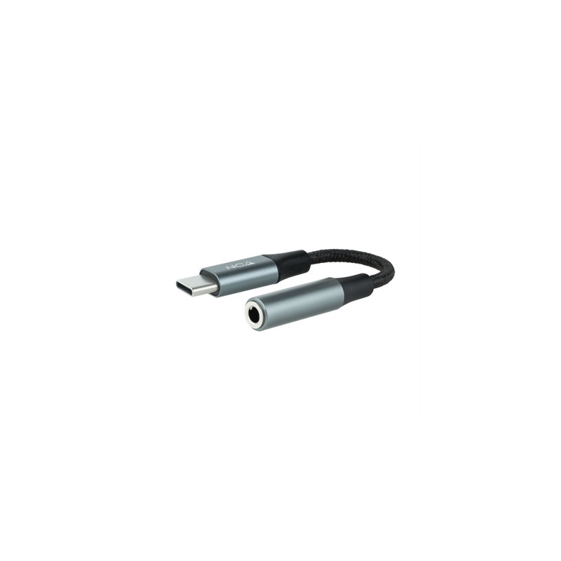 Cable adaptador usb c a jack 3.5mm nanocable 0.11m - macho - hembra - gris