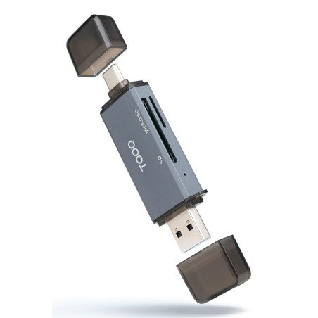 Lector de tarjetas tooq sd + tf - con entradas usb - c 3.0 + usb a - g