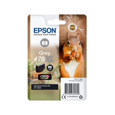 Cartucho tinta epson c13t04f64010 singlepack gris 478xl claria photo h