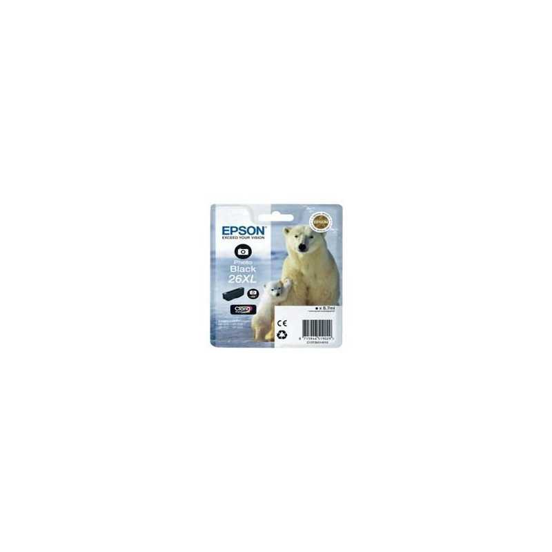 Cartucho tinta epson t263140 photo negro xl xp - 600 - 605 - 700 - 800 - oso polar