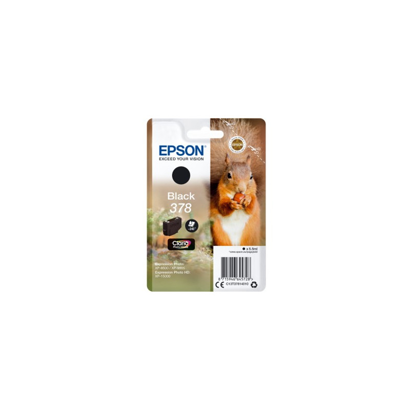 Cartucho tinta epson c13t37814010 singlepack negro 378 claria photo hd ink xp - 8500 ardilla
