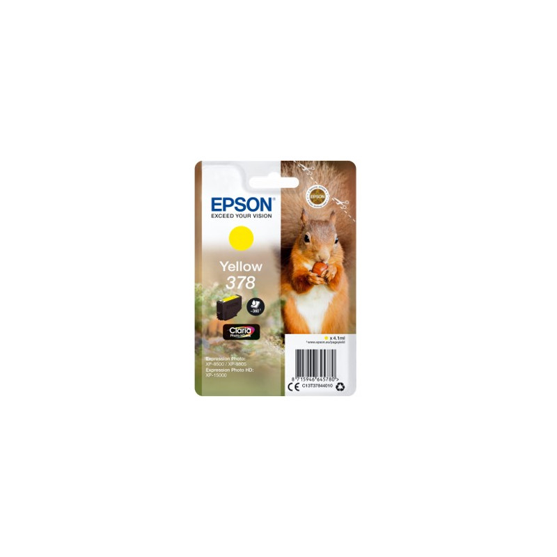 Cartucho tinta epson c13t37844010 singlepack amarillo 378 claria photo hd ink xp - 8500 ardilla