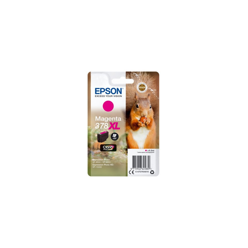 Cartucho tinta epson c13t37934010 singlepack magenta 378xl claria photo hd ink ardilla