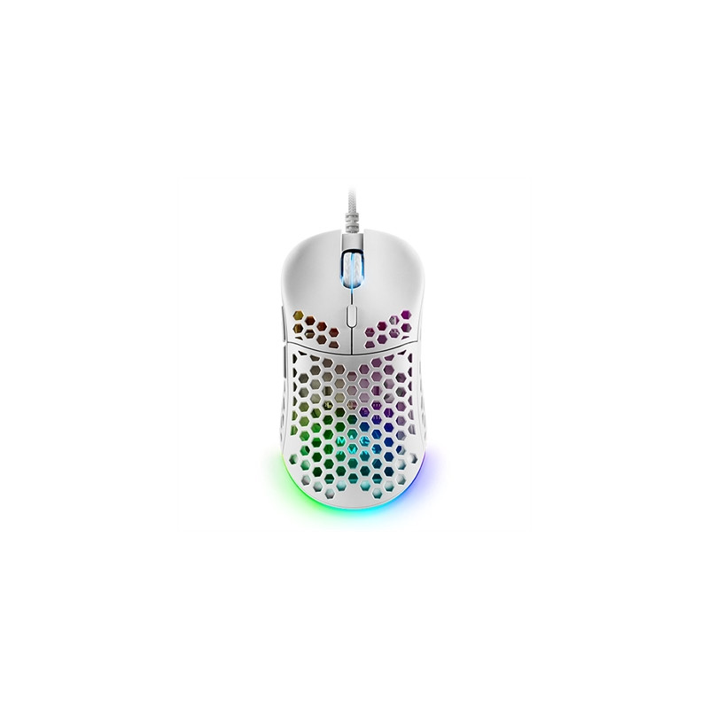 Mouse raton mars gaming optico usb 7 botones 12800ppp rgb blanco
