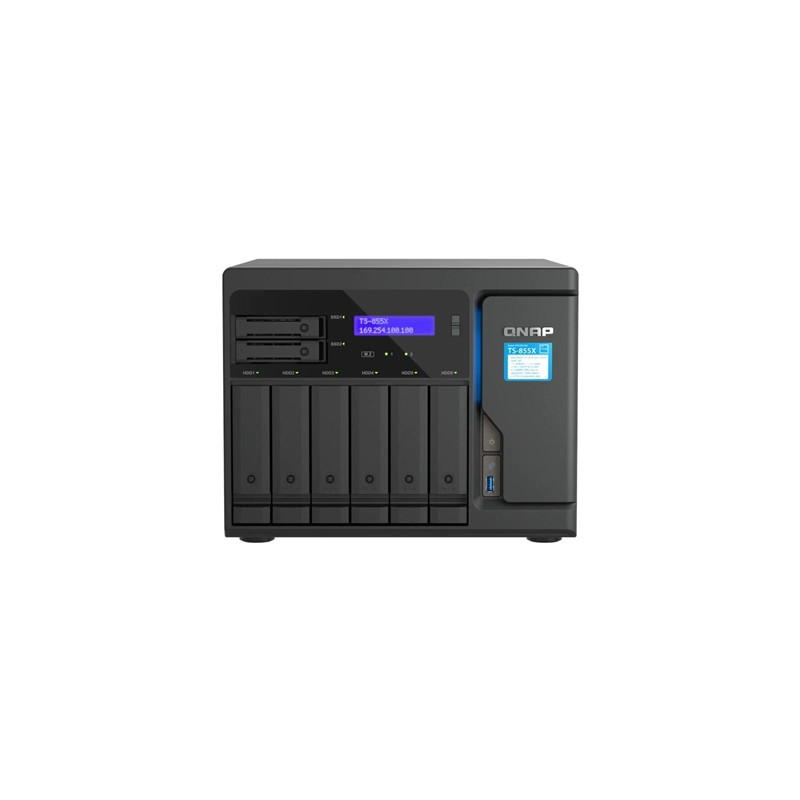 Servidor nas qnap ts - 855x - 8g nas 6+2 bay 2x2.5gbe 4xusb