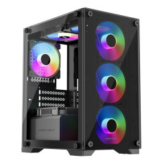 Caja ordenador gaming keep out xc - 201 glass matx argb cristal templa