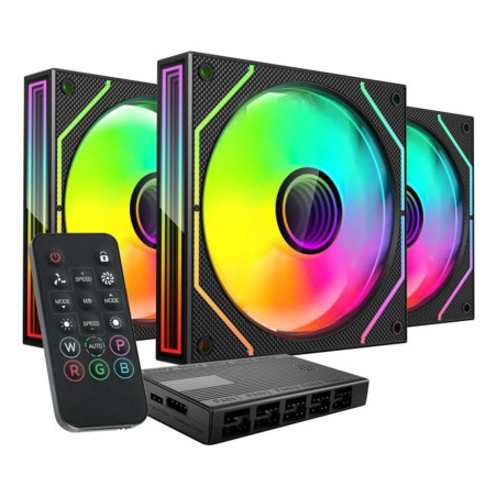 Ventilador caja mars gaming mf3dprokit argb 3x120mm negro + hub rf rem