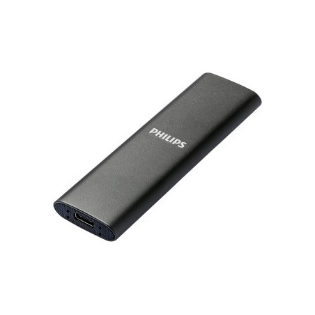 Disco duro externo ssd philips ultra slim 500gb m.2 usb tipo c gris