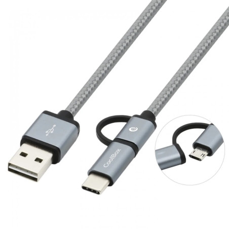 Cable multi usb 2.0 coolbox carga mas datos micro usb usb tipo c usb t