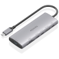 AISENS USB-C Dock 7 en 1, USB-C a 1xHDMI, 1xUSB-A 10G, 2xUSB-C 10G, 1xSD, 1xMicroSD, 1xUSB-C PD 100W, Gris, 20cm