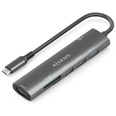 AISENS USB-C Dock 7 en 1, USB-C A, 1x HDMI, 2x USB-A USB2.0, 1x USB-A 