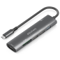 AISENS USB-C Dock 7 en 1, USB-C A, 1x HDMI, 2x USB-A USB2.0, 1x USB-A USB3.0, 1x USB-C PD 100W, 1x SD, 1x MicroSD, Gris, 15cm