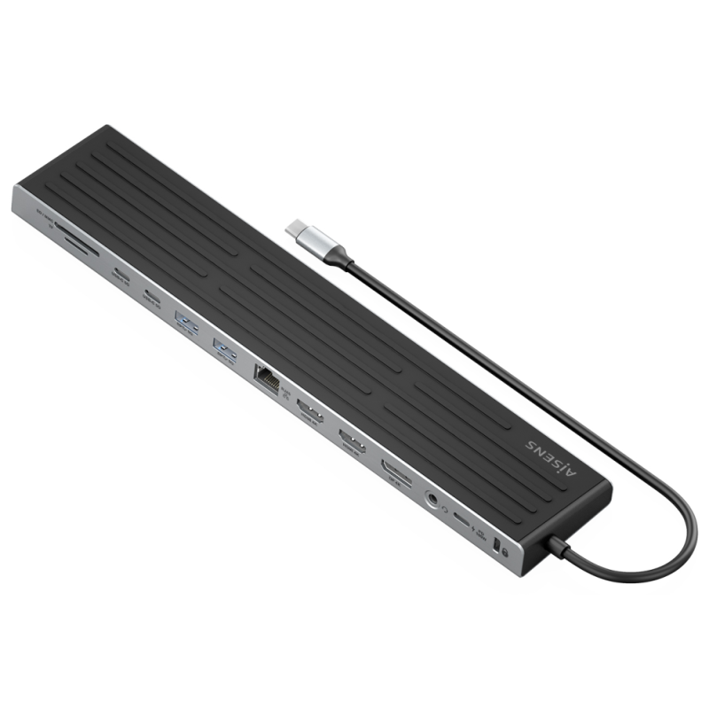 AISENS USB-C Dock 13 en 1, USB-C A 2xHDMI, 1xDisplayPort, 1xRJ45, 3xUSB-A, 2xUSB-C, 1xUSB-C PD, 1xSD, 1xMicro SD, 1xAudio, 1xRan