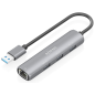 AISENS USB3.0 Dock USB-A A Ethernet Gigabit + Hub 3xUSB-A, Gris, 15cm