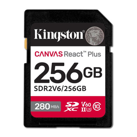 Tarjeta memoria sdxc 256gb kingston canvas react plus uhs - ii clase 1