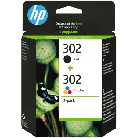 HP Paquete de ahorro de 2 cartuchos de tinta original 302 negro/tricol
