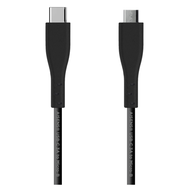 AISENS Cable USB 2.0 3A, tipo USB C/M - micro B/M, Negro, 1.0 m